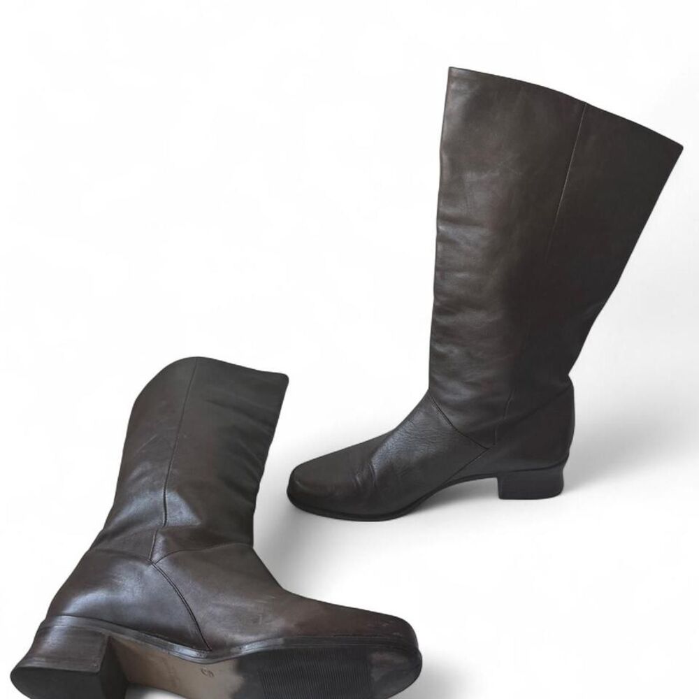 Y2K Shelly Brown Leather Knee-High Boots Size 9